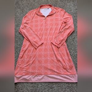 cabana Life Coral Long Sleeve Dress with Pattern Size XL